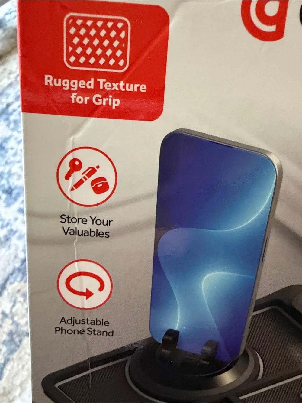 Griffin Anti-Slip Car Mat with Rotatable Phone Holder - Black